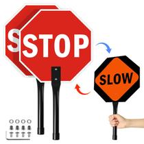 Stop Slow Sign AzReference 30x30cm de alumínio com alça de metal Stop Slow Sign AzReference 30x30cm de alumínio com alça de metal