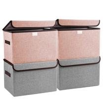 Storage Cube Bin Organizer, cesta, bagnizer, tecido de linho, pacote com 4