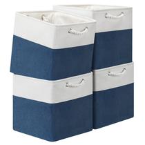 Storage Cube Bins Posprica 13x13x13cm, pacote com 4, branco/azul