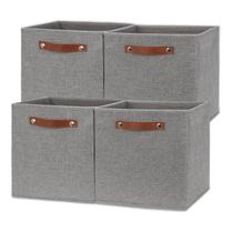 Storage Cube Bins Temary 12x12, pacote com 4 tecidos com alças, cinza