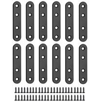 Straight Brace Jiozermi, 12 peças de aço inoxidável, 8 x 2 cm, preto fosco Straight Brace Jiozermi, 12 peças de aço inoxidável, 8 x 2 cm, preto fosco