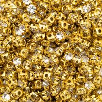 Strass Cristal Ss24 para Costura Metal Dourado 5mm 300pçs 45g Artesanato Strass Cristal Ss24 para Costura Metal Dourado 5mm 300pçs 45g Artesanato