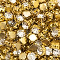 Strass Cristal Ss39 para Costura Metal Dourado 8mm 100pçs 48g Artesanato