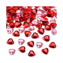 Strass De Coração Vermelho E Rosa 12mm, 100 Ou 200 Peças, Com Base Reta, Acrílico Com Glitter,
