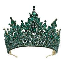 Strass de cristal verde esmeralda Crown QXMYOO para mulheres