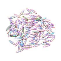 Strass De Unha Cristal AB 4*15mm, 100 Peças, Pedras De Resina Flatback Olho De Cavalo Para Decoração