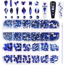 Strass de unhas SILPECWEE Blue Flat-Back para arte de unhas 3D