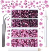 Strass Hotfix QOGIR Pink 6300 unidades com pinças e canetas