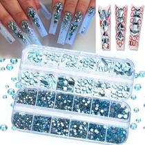Strass para unhas CESUSME 2120 unidades de gemas de vidro azul lago Strass para unhas CESUSME 2120 unidades de gemas de vidro azul lago