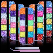 Strass para unhas Kikonoke Jelly AB 12 cores de 2 a 6 mm com ferramentas