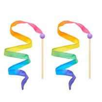 Streamer Wand Sarah's Silks Mini Rainbow 100% madeira de seda Streamer Wand Sarah's Silks Mini Rainbow 100% madeira de seda