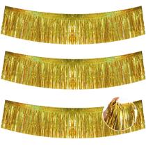 Streamers Fringe Garland Tinsel BEISHIDA, 3 pacotes, 3 m de ouro laser