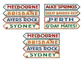 Street Sign Cutouts Beistle Australian 12 peças multicoloridas Street Sign Cutouts Beistle Australian 12 peças multicoloridas