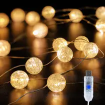 String Lights BEEWIN 3m 30 LED USB Crackle Ball Warm White