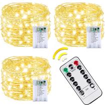 String Lights BOSSERN, pacote com 3, 60 LEDs, operados por bateria, branco quente String Lights BOSSERN, pacote com 3, 60 LEDs, operados por bateria, branco quente
