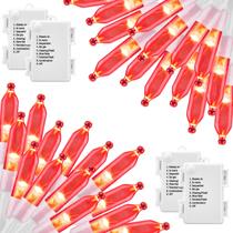 String Lights Brightown Red 20 LED de 2,4 m operado por bateria, pacote com 4