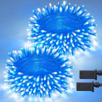 String Lights JMEXSUSS, pacote com 2, 66 pés, 200 LED, azul, branco String Lights JMEXSUSS, pacote com 2, 66 pés, 200 LED, azul, branco