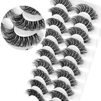 Strip Lashes Veleasha Russian D Curl Lash Strips, pacote de 10 pares