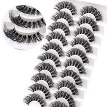 Strip Lashes Veleasha Russian D Curl Lash Strips, pacote de 10 pares