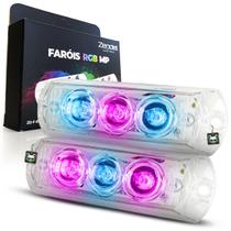 Strobo Led 2 Faróis Rgb Forte Potente Zendel Luz Automotivo