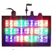 Strobo Rgb Rítmico Alto Brilho Luz Festa Dj Com 12 Leds 15W Strobo Rgb Rítmico Alto Brilho Luz Festa Dj Com 12 Leds 15W