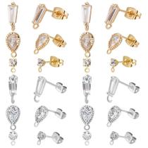 Stud Earring Findings Beebeecraft 36 unidades de ouro e platina 18K Stud Earring Findings Beebeecraft 36 unidades de ouro e platina 18K