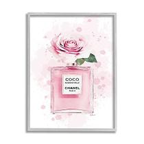 Stupell Industries Pink Flower Perfume Fashion Glam Design, Desenhado por Amanda Greenwood Wall Art, 24 x 1,5 x 30, Cinza Emoldurado