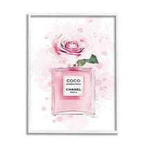 Stupell Industries Pink Flower Perfume Fashion Glam Design, Projetado por Amanda Greenwood Wall Art, 24 x 1,5 x 30, Branco Emoldurado