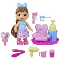 Styling Doll Baby Alive Sudsy Brown Hair com cadeira de salão