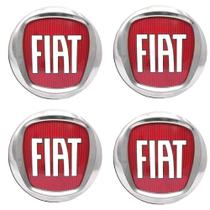Sub Calota 48mm Etiqueta Aluminio Fiat Vermelha (4 Pc)