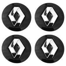 Sub Calota 55mm Renault Preto com Emblema Cromado (4 Pc)