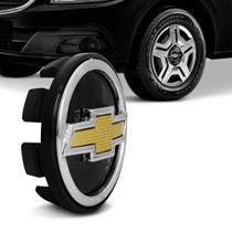 Sub Calota Centro Miolo Roda Chevrolet ABS Alta Resistênci Preta Logo Dourada Alto Relevo - Emblemax