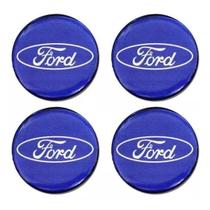 Sub-calotas Central C/ Boton Resinado Ford Azul 48mm Jogo 4 Peças