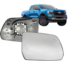 Subconjunto Lente Base Retrovisor Ford Ranger 2024 até 2026 Com Ponto Cego