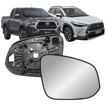 Subconjunto Lente Base Retrovisor Hilux 2016 até 2024 Pickup Sw4 Corolla Cross 2021 até 2024