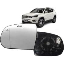 Subconjunto Lente Base Retrovisor Jeep Compass 2017 Até 2022 Com Asférica Com Sensor