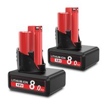 Substituição da bateria JUNWOOD 12V 8.0Ah de lítio para Milwaukee M12