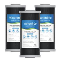 Substituição do cartucho de filtro de água Waterdrop Whole House CTO Carbon Sediment, pacote com 5 mícrons e 3 para GE FXHTC, GXWH40L, W10-PR, Culligan RFC-BBSA