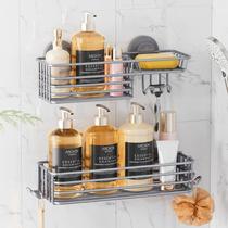 Sucção Shower Caddy LEVERLOC, 2 prateleiras, saboneteira, cinza