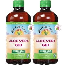 Suco de Aloe Vera, Lírio do Deserto, folha inteira, 960 ml, pacote com 2 unidades