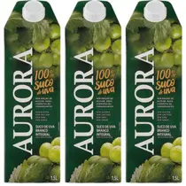 Suco de uva branco integral aurora tp 1500ml kit com 3