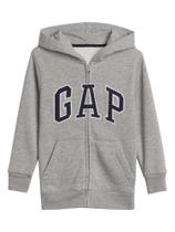 Sudadera con Capucha con Logo GAP y Cierre en Gris Claro Heather, Talla Pequeña Sudadera con Capucha con Logo GAP y Cierre en Gris Claro Heather, Talla Pequeña