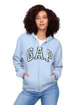 Sudadera con capucha GAP Logo con cremallera completa azul claro talla L Sudadera con capucha GAP Logo con cremallera completa azul claro talla L