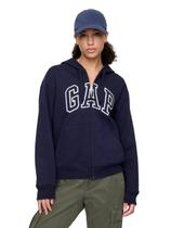 Sudadera con capucha y cierre completo GAP para mujer, logo, azul marino, talla S Sudadera con capucha y cierre completo GAP para mujer, logo, azul marino, talla S
