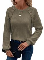 Suéter Acelitt feminino plus size, túnica verde, detalhe de botão Suéter Acelitt feminino plus size, túnica verde, detalhe de botão