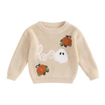 Suéter Afunbaby Pumpkin Ghost Knit para crianças de 2 a 3 anos Suéter Afunbaby Pumpkin Ghost Knit para crianças de 2 a 3 anos