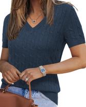 Suéter Arach&Cloz 2025 Spring Fashion com decote em V e manga curta