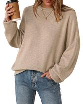 Suéter Arach&Cloz Camel Oversize com gola redonda de lã M