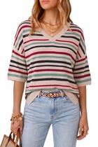 Suéter Arach&Cloz Listras Arcoíris Oversized M Suéter Arach&Cloz Listras Arcoíris Oversized M