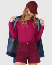 Suéter Básico Feminino em Tricô Decote Redondo Roxo Liso - Malwee